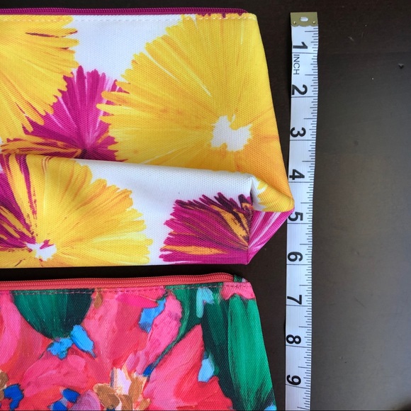 Clinique Yellow Pink Orange Floral Makeup Bags - Picture 5 of 13